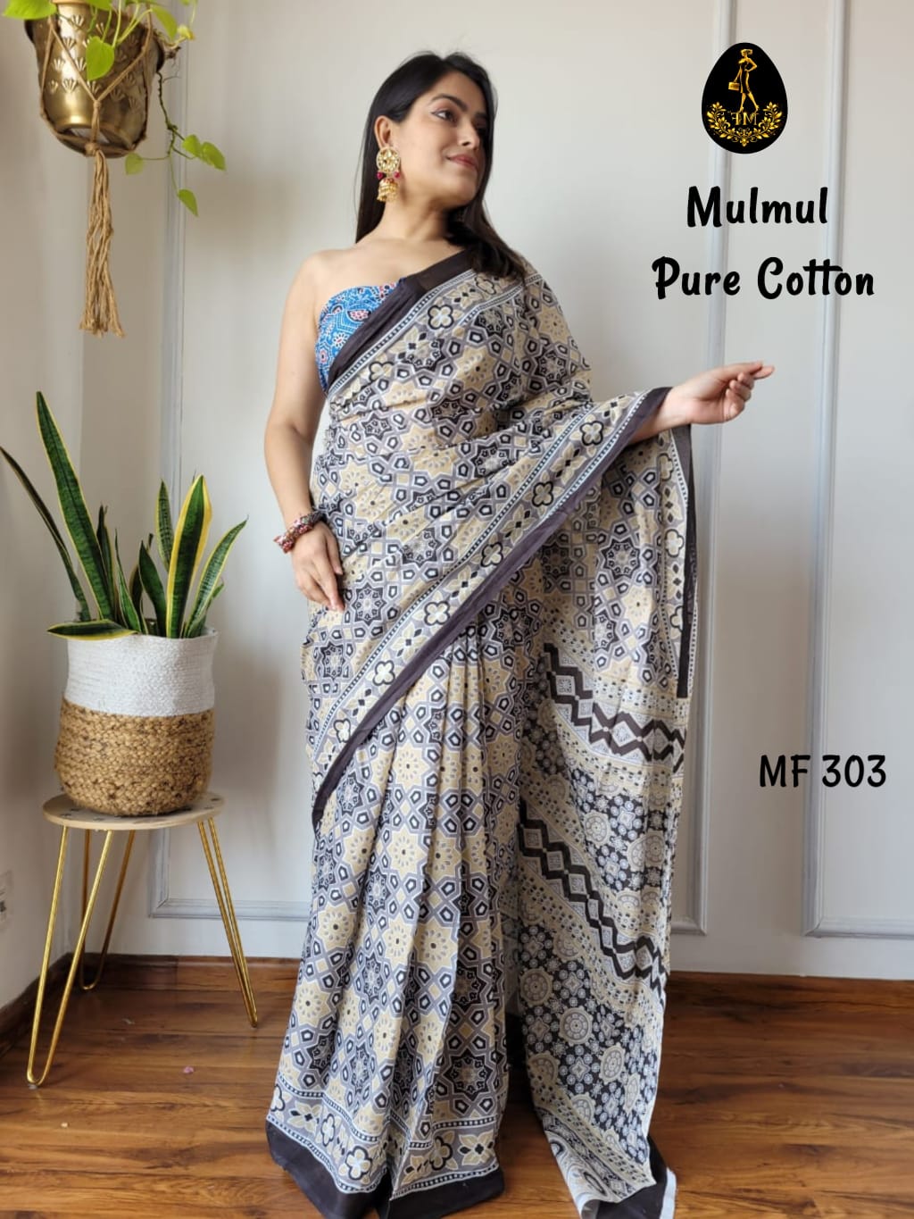 Bagru Hand Block Printed Mulmul Cotton Saree - Image 8