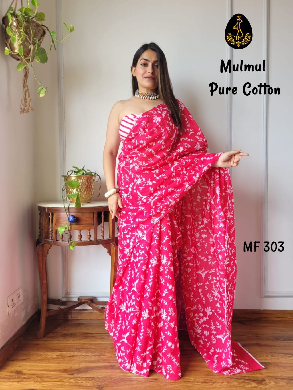 Bagru Hand Block Printed Mulmul Cotton Saree - Image 6