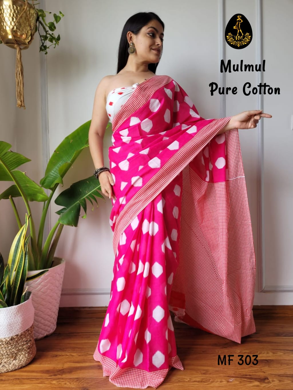 Bagru Hand Block Printed Mulmul Cotton Saree - Image 7
