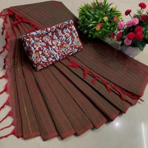 Exclusive Kanchi Cotton Saree with Kalamkari Blouse Set