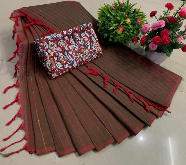Exclusive Kanchi Cotton Saree with Kalamkari Blouse Set