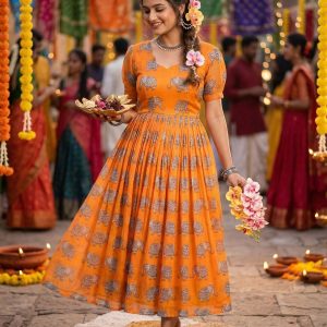 Summer Special Kalamkari Chanderi Midi Gown