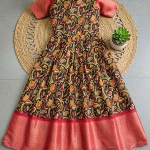 Ugadi Special Tribal Mint Dola Silk Anarkali Dress