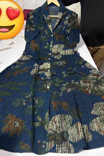 Printed A-Line Button Style Rayon Midi Dress - Image 2