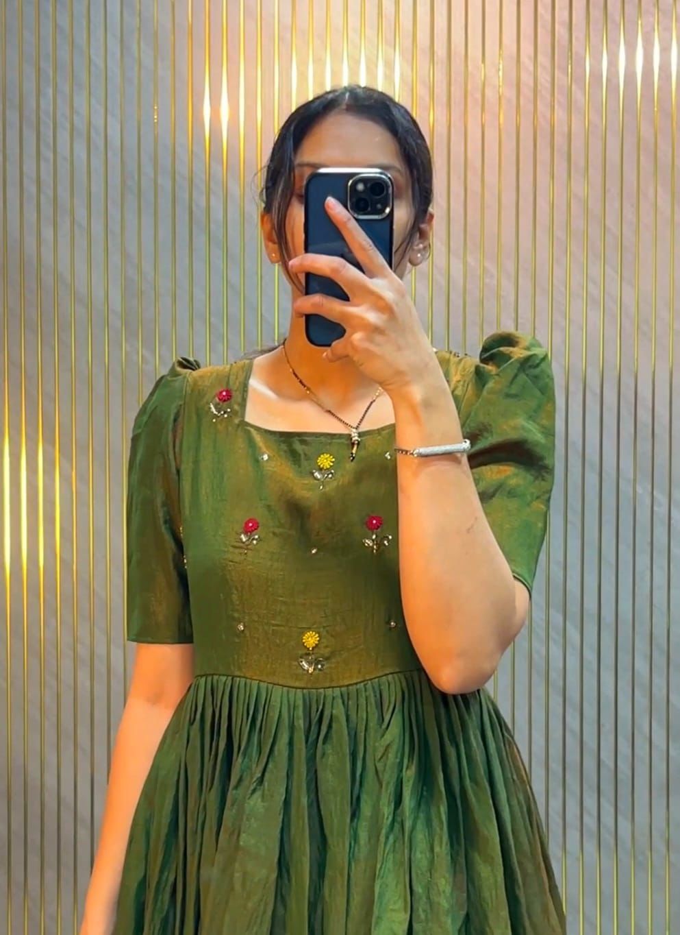 Designer Premium NC Vichitra Hand Work Midi Dress - Image 9