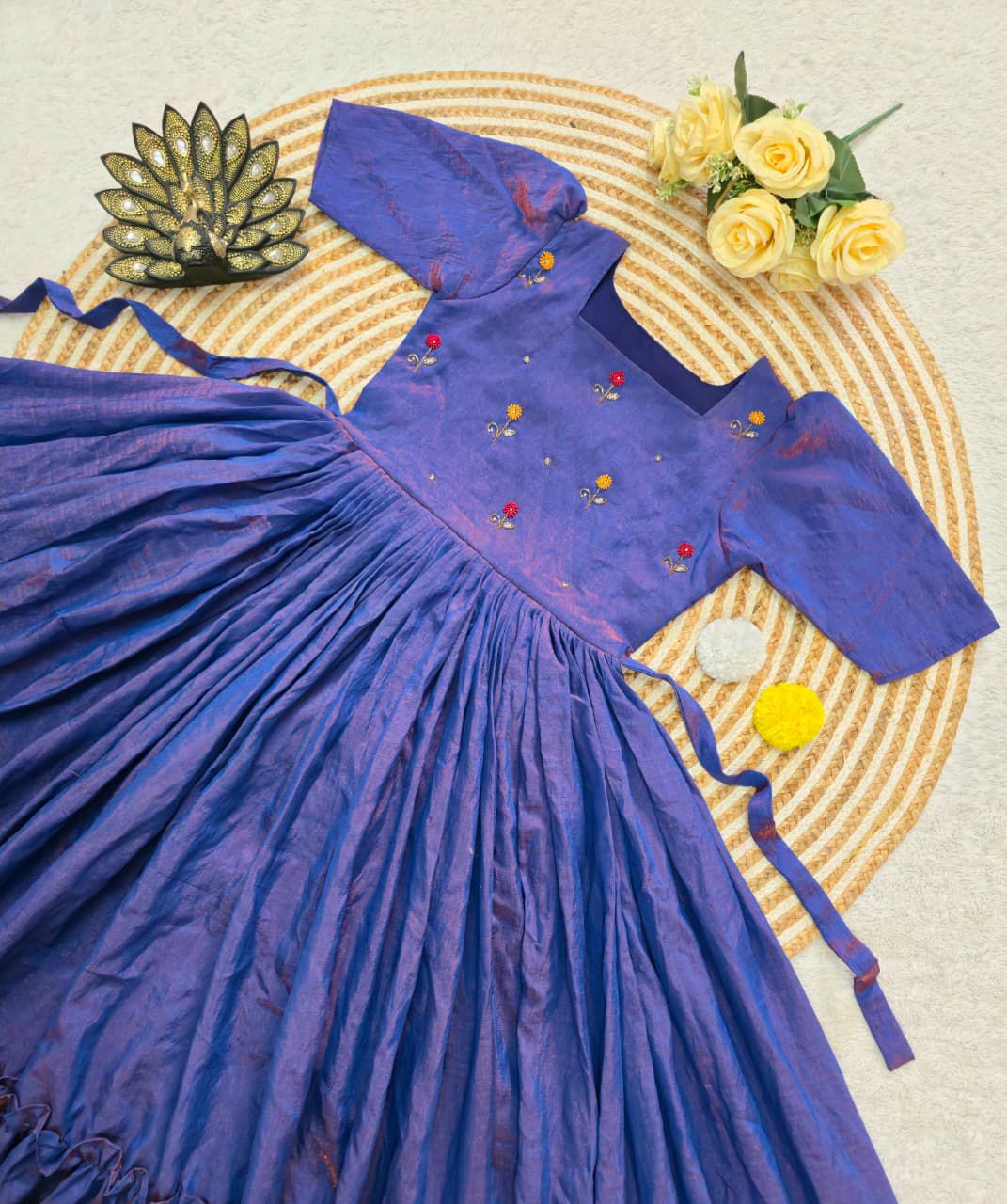 Designer Premium NC Vichitra Hand Work Midi Dress - Image 10