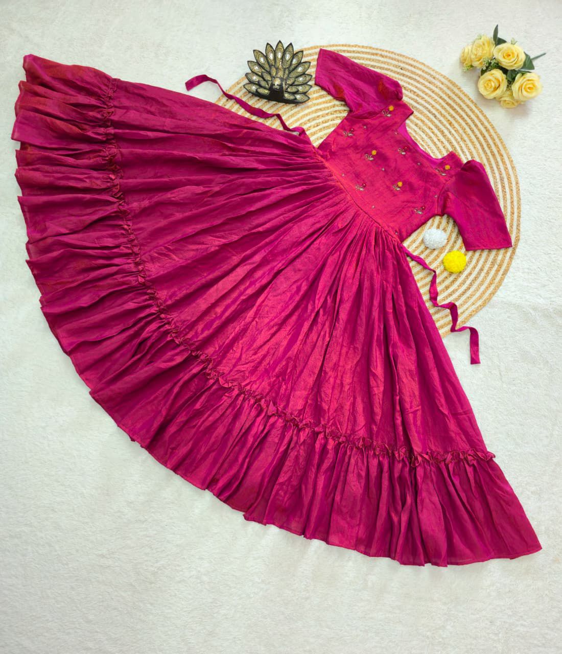 Designer Premium NC Vichitra Hand Work Midi Dress - Image 8