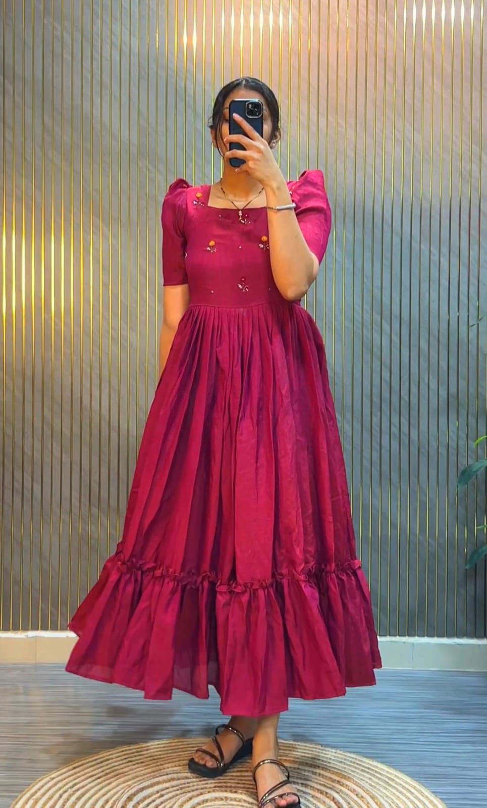 Designer Premium NC Vichitra Hand Work Midi Dress - Image 6