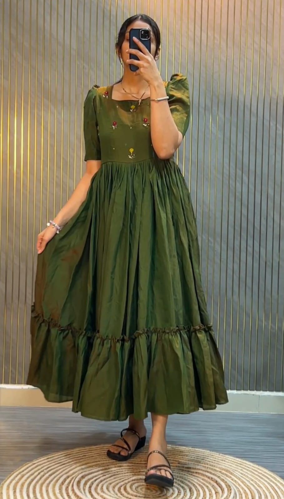 Designer Premium NC Vichitra Hand Work Midi Dress