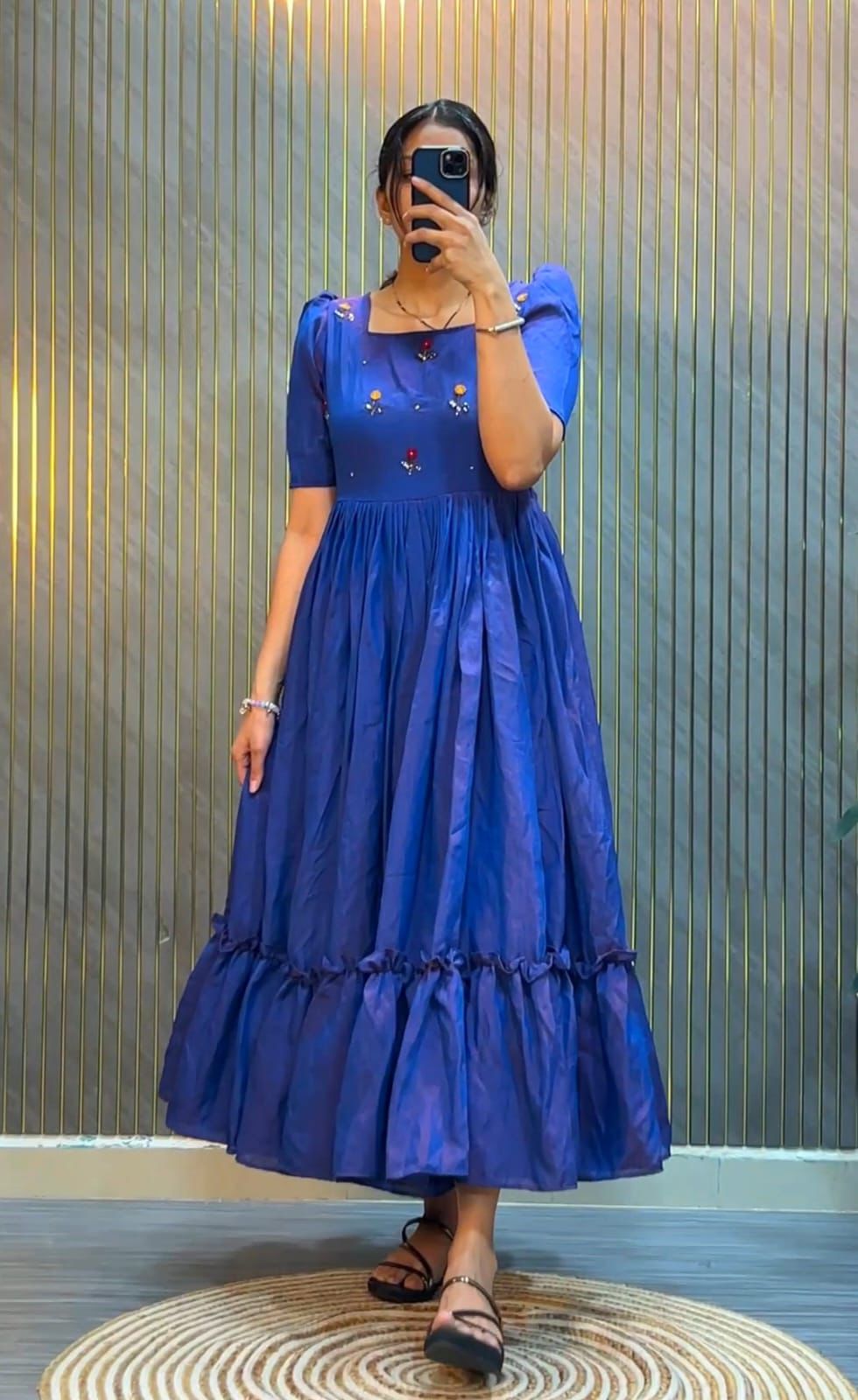 Designer Premium NC Vichitra Hand Work Midi Dress - Image 5