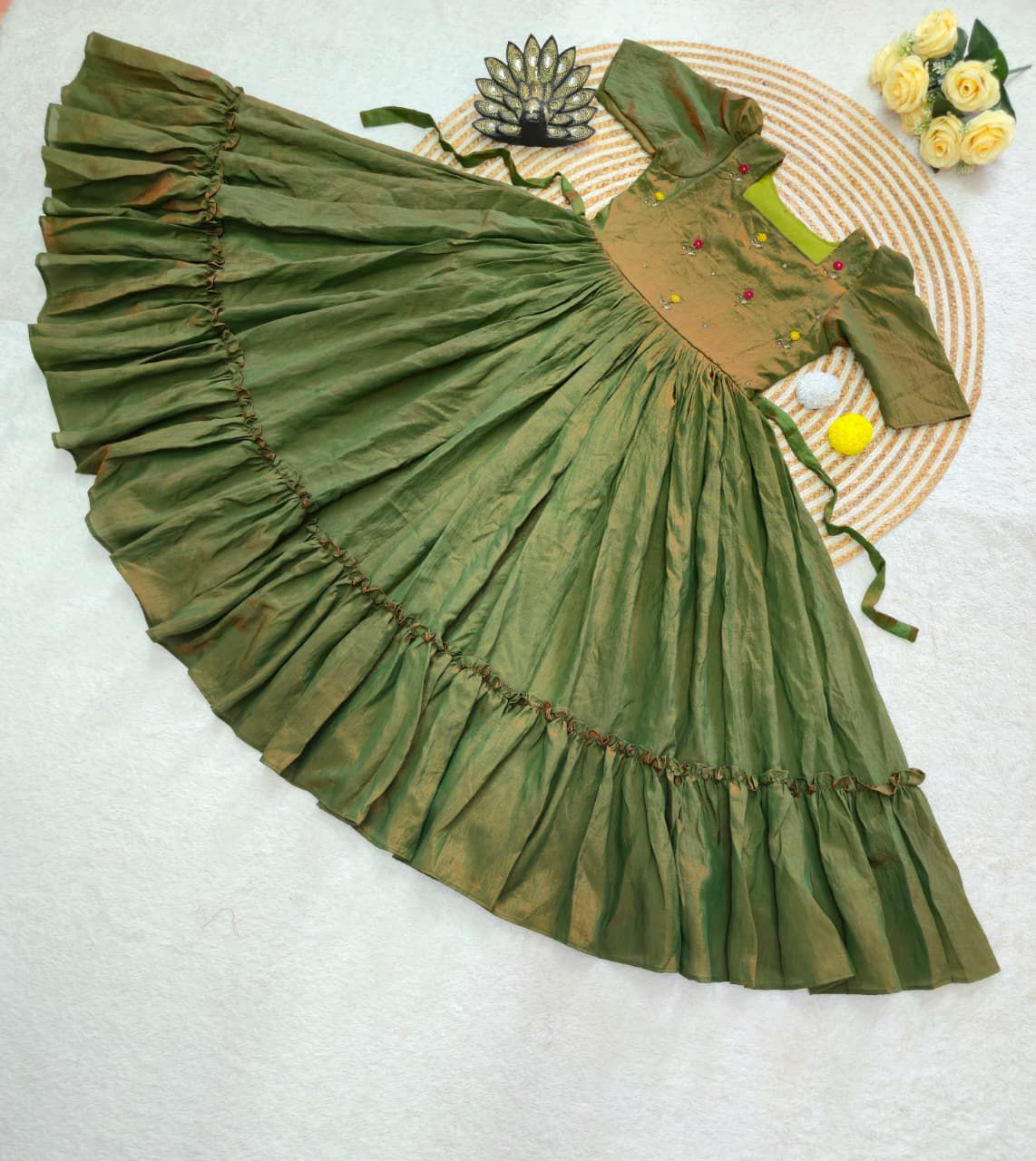 Designer Premium NC Vichitra Hand Work Midi Dress - Image 3