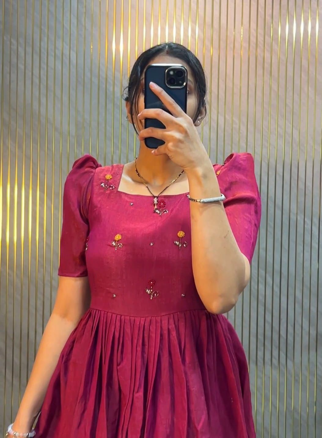 Designer Premium NC Vichitra Hand Work Midi Dress - Image 4