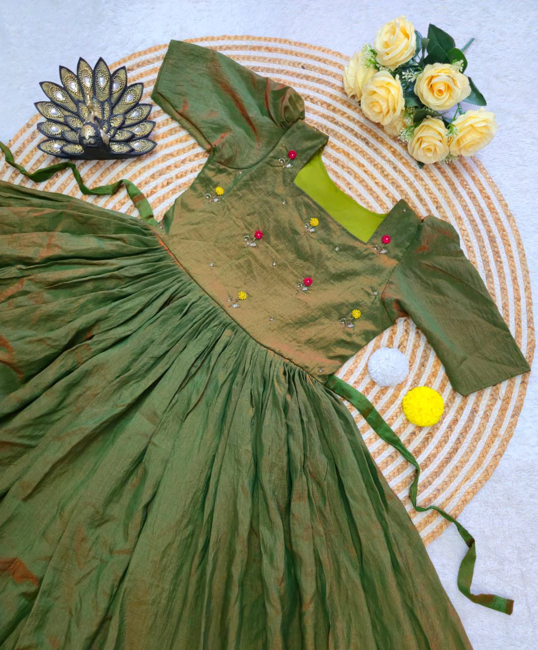 Designer Premium NC Vichitra Hand Work Midi Dress - Image 2