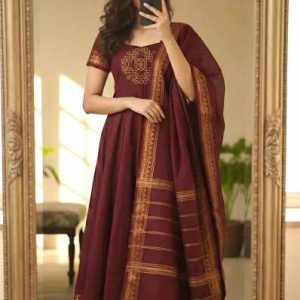 Pattu Cotton Jacquard Zari Border Kurta Set with Dupatta