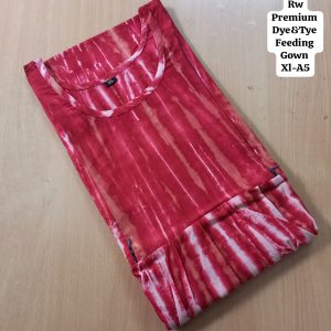Premium Tie & Dye Cotton Feeding Gown with Side Pocket