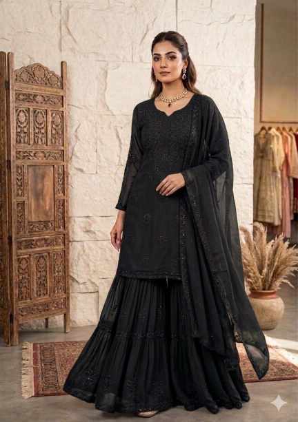 AE-456 – Designer Sequence Embroidered Sharara Pair - Image 5