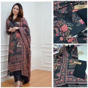 Maria B Maslin Printed Sequins Kurta Set with Dupatta