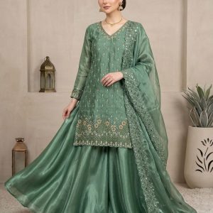 Moomeera Fendy Beaded Sequins Embroidered Palazzo Set with Dupatta