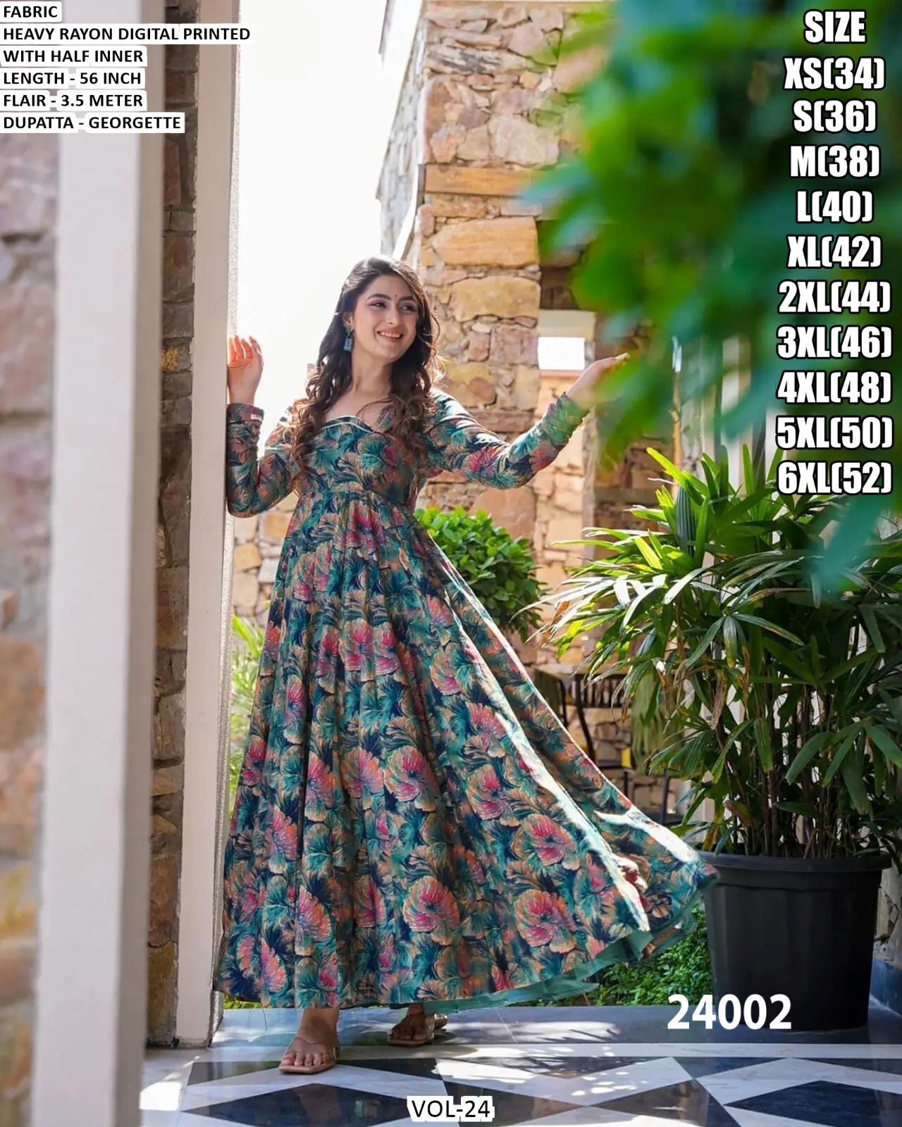 VOL-24 Premium Designer 1-Piece Ethnic Fusion Outfit - Image 3