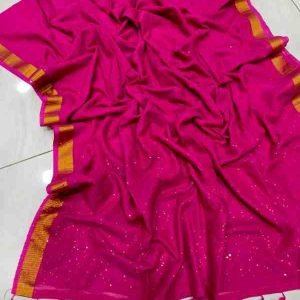 Handloom Sequence Mul Cotton Saree with Antique Zari Border