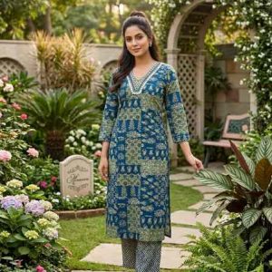 Premium Jaipuri Cotton Straight Kurti Pant Set