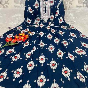 Heavy Rayon Slub Umbrella Flared Long Kurti