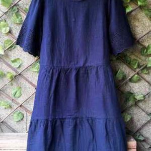 Mulmul Cotton Schiffli Embroidered Cut-Work Dress