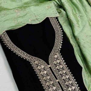 Vichitra Silk Embroidered Suit Set with Santun Bottom & Crush Silk Dupatta