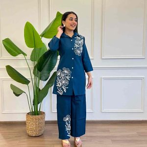Embroidered Cotton Cord Set