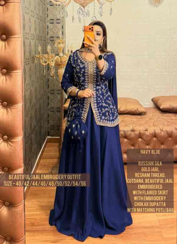 Premium Jaal Embroidery Ethnic Outfit