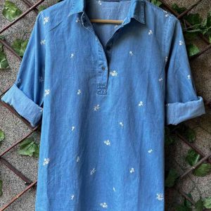 Floral Denim Embroidered Top Collection