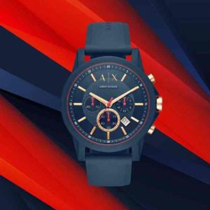 Armaani Exchang Dark Grey Rubber Strap Men’s Watch