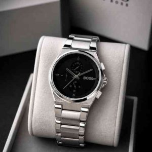 Hugoo Boss Silver Chain Black Dial Men’s Watch
