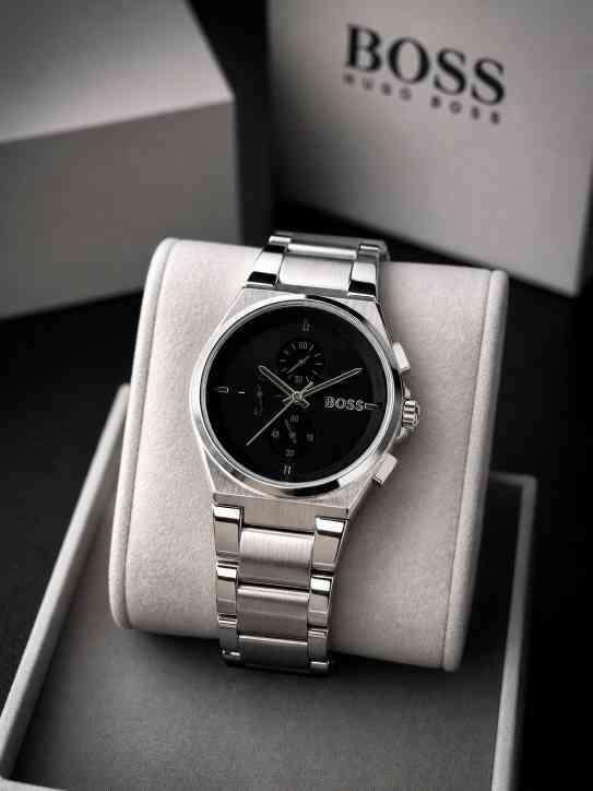 Hugoo Boss Silver Chain Black Dial Men’s Watch