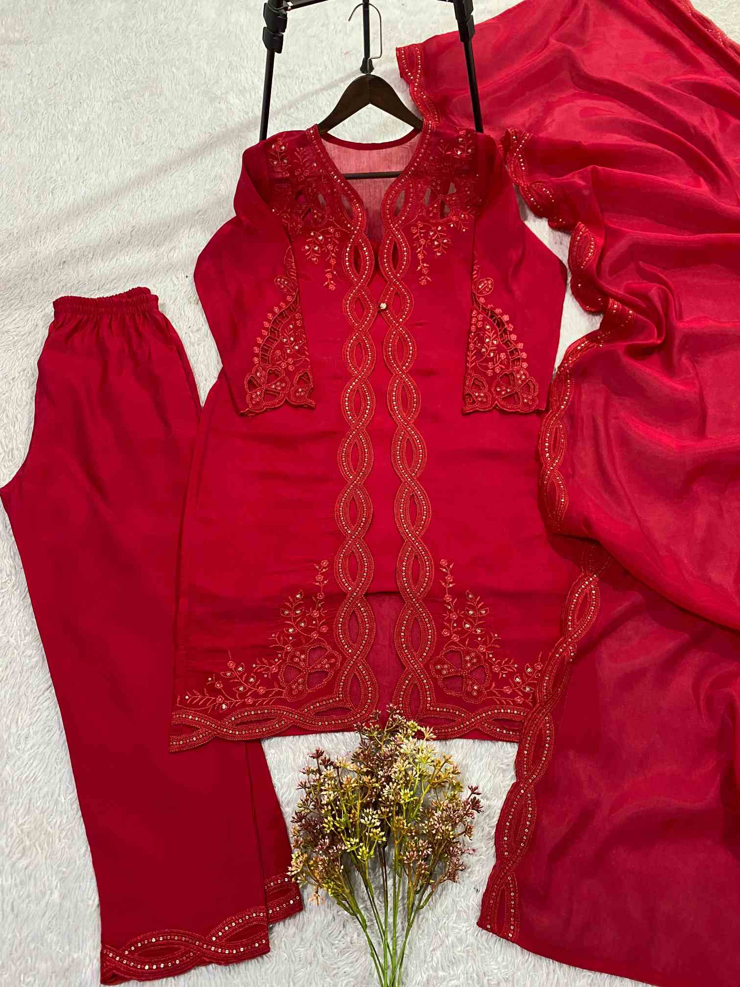 Moomeera MM-18 Cut Work Plazzo Shrug Set - Image 9