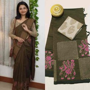 South Cotton Mix Block Printed Saree Collection