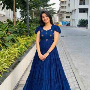 Summer Special Mull-Mull Cotton Maggam Work Gown
