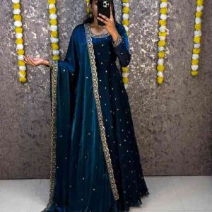 Bakrid Special Rich Sequence Embroidery Gown With Dupatta