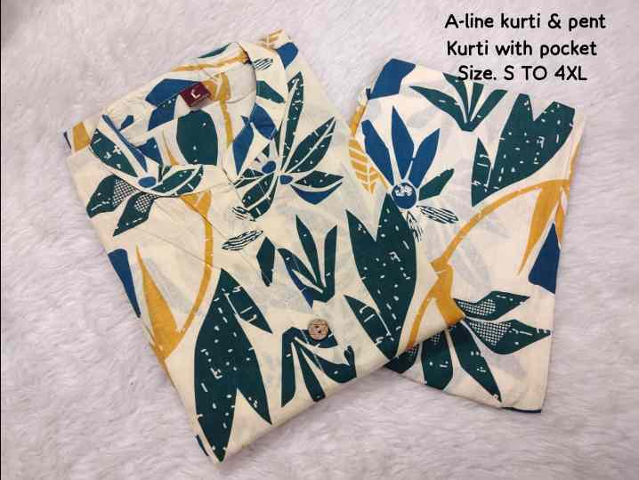 Original Jaipuri A-Line Kurti & Pant Set - Image 8