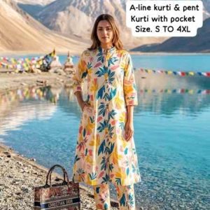 Original Jaipuri A-Line Kurti & Pant Set