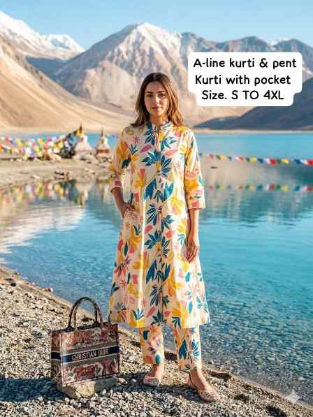 Original Jaipuri A-Line Kurti & Pant Set