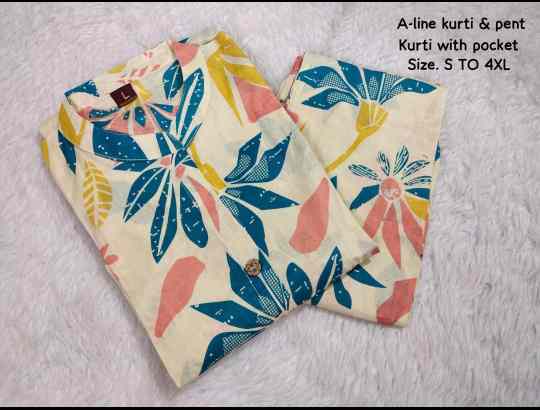 Original Jaipuri A-Line Kurti & Pant Set - Image 2