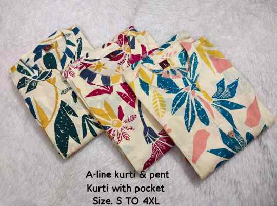 Original Jaipuri A-Line Kurti & Pant Set - Image 4