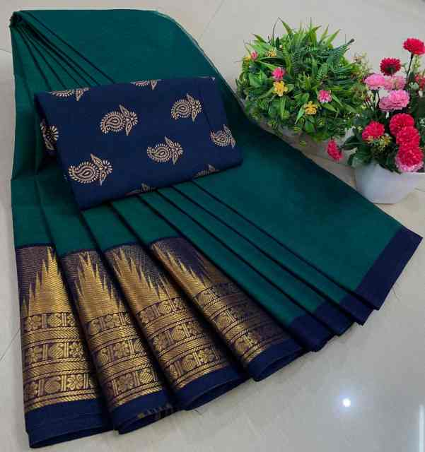 Chettinadu Pure Cotton Saree With Kalamkari Blouse Collection - Image 2