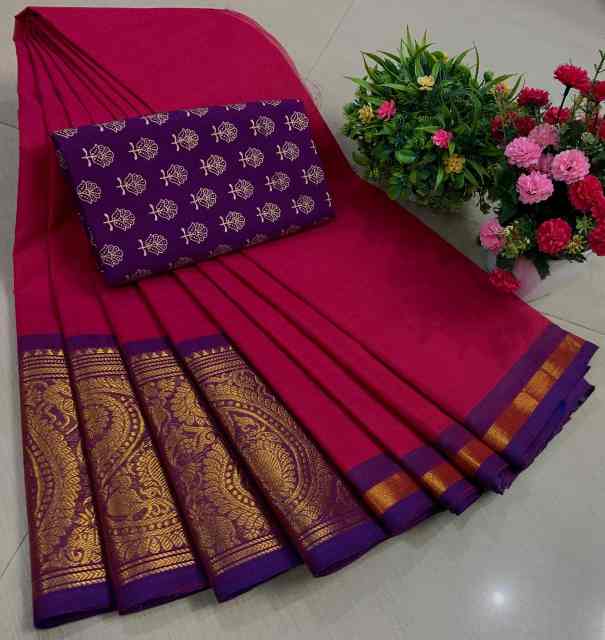 Chettinadu Pure Cotton Saree With Kalamkari Blouse Collection - Image 19