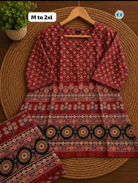 Ajrakh Print Cotton Top & Palazzo Set - Image 3