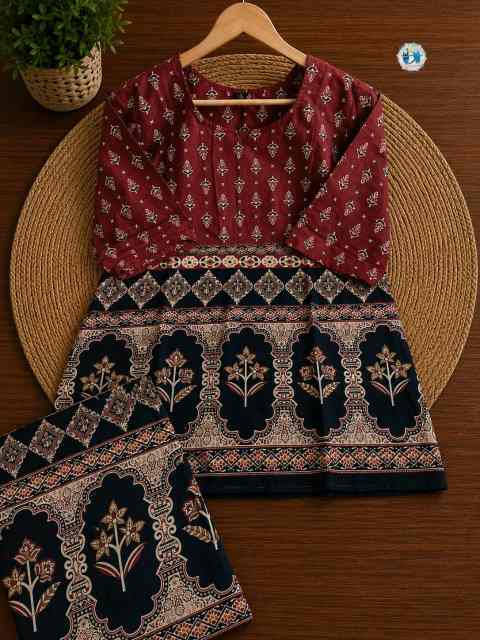 Ajrakh Print Cotton Top & Palazzo Set - Image 16