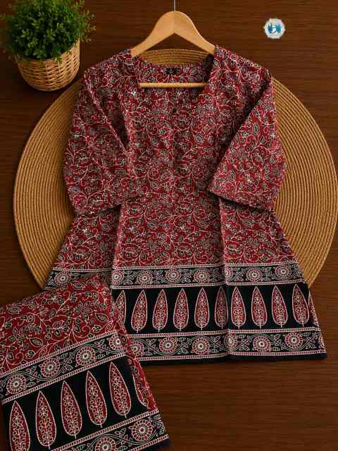 Ajrakh Print Cotton Top & Palazzo Set - Image 8