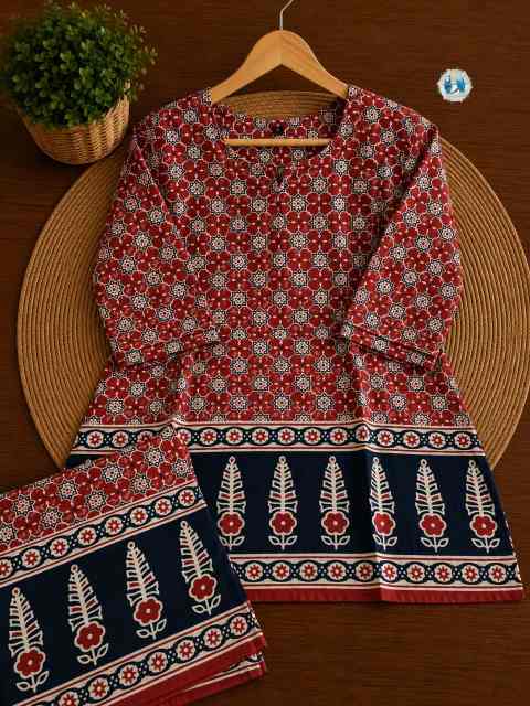 Ajrakh Print Cotton Top & Palazzo Set - Image 9