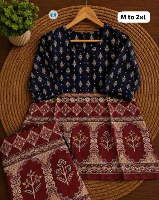 Ajrakh Print Cotton Top & Palazzo Set - Image 4